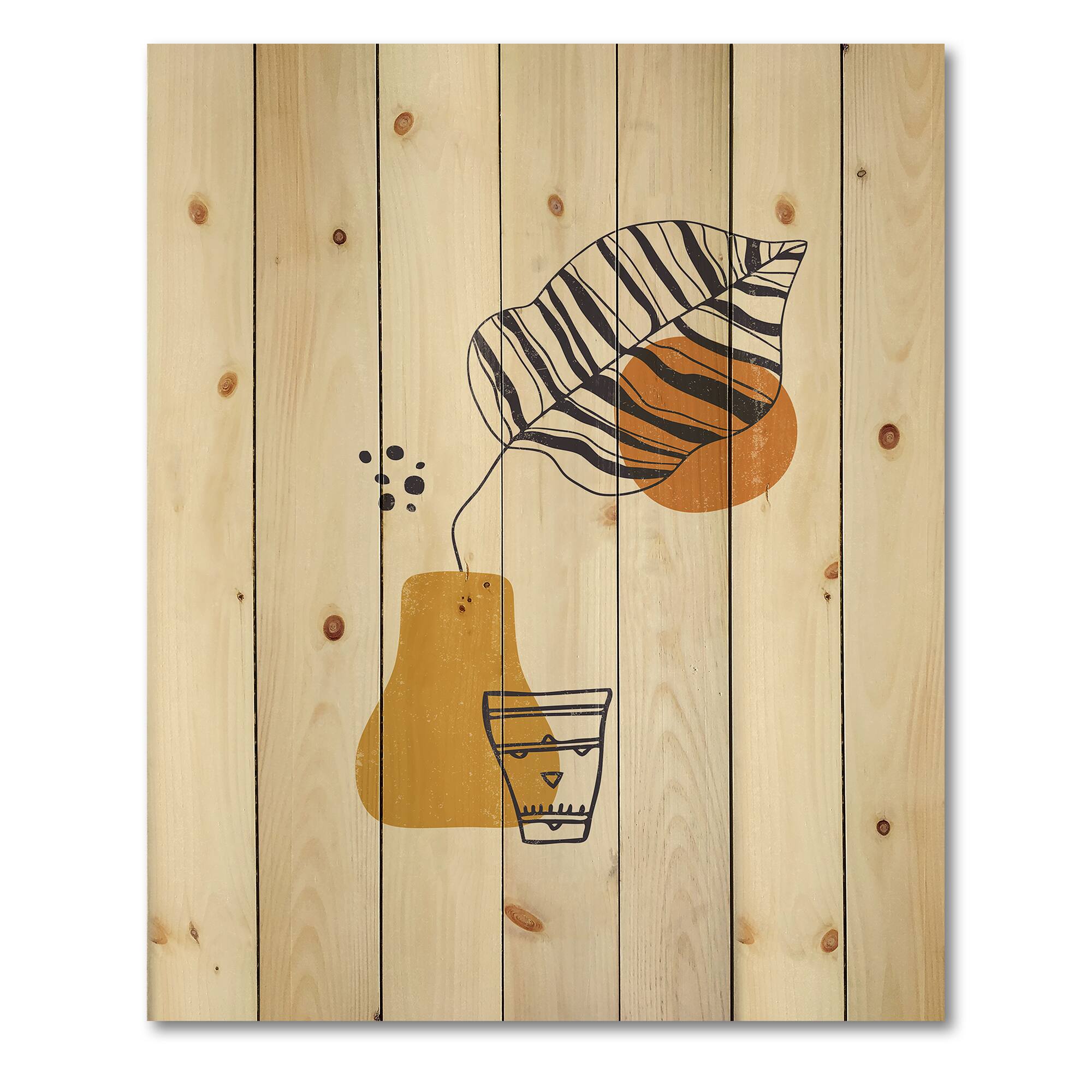 Designart - Botanical Minimalist Leaf With Abstract Shapes III